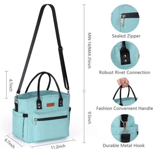 Insulated Lunch Bag for Women Men,Adult Lunch Box for Women with AdjustableStrap - Picture 2 of 8